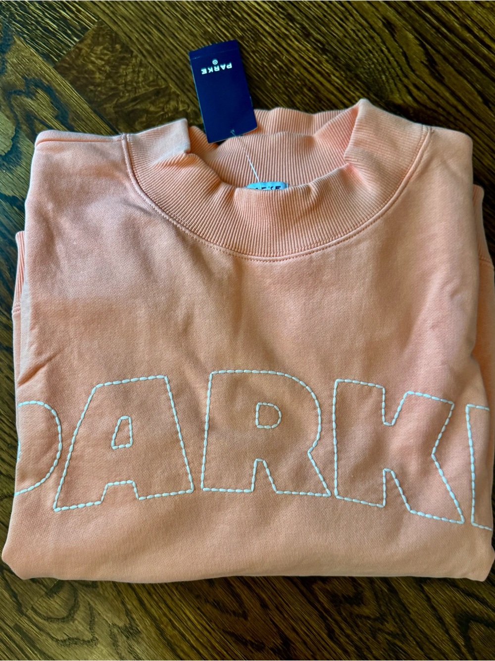 Women's Mockneck Pullover Sweatshirt -
Parke x Target Peach Orange L/XL - Picture 2 of 5